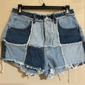 Wild Fable Patchwork Jean Shorts - Light and Dark Blue